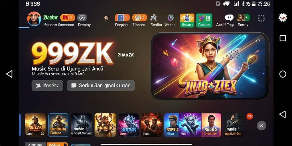 Tampilan gameplay 999ZK menampilkan pengalaman musik yang interaktif dan seru.