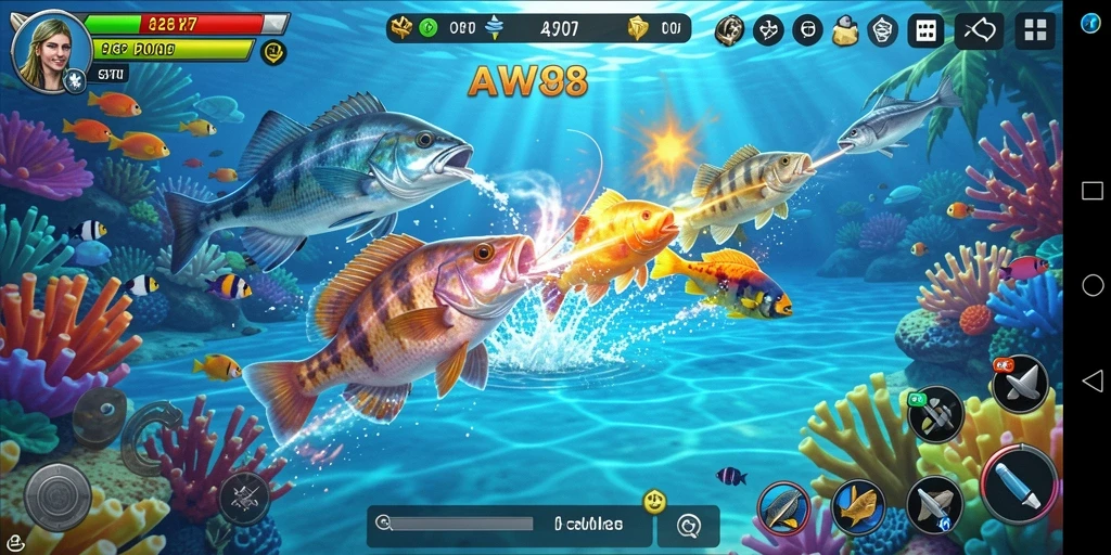 Tampilan gameplay AW8 yang seru di dunia Tembak Ikan.