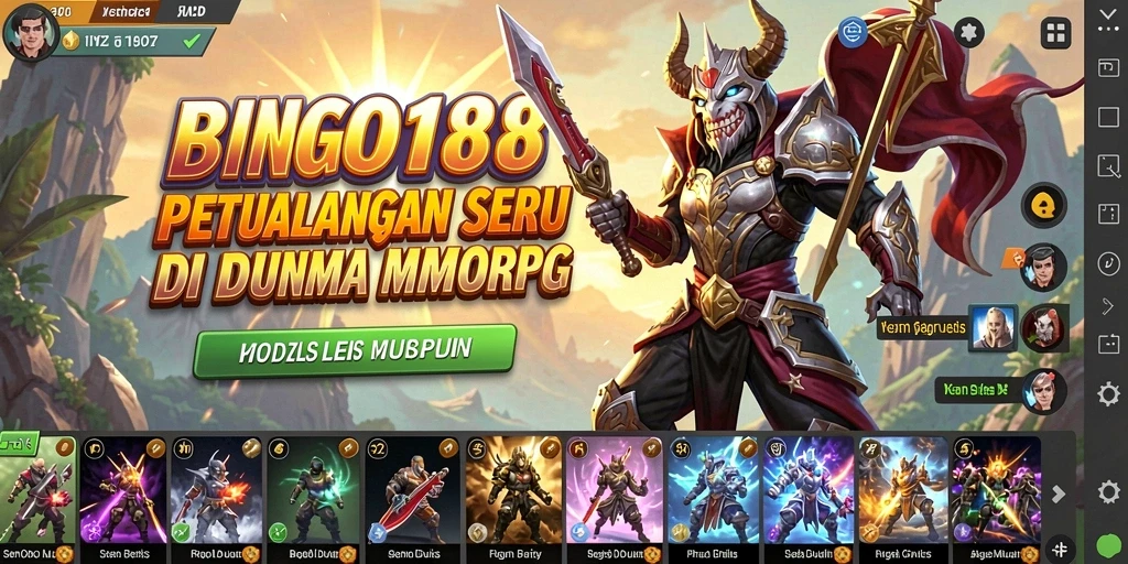 Tampilan gameplay BINGO188 dengan karakter yang menjelajah dunia fantasi.