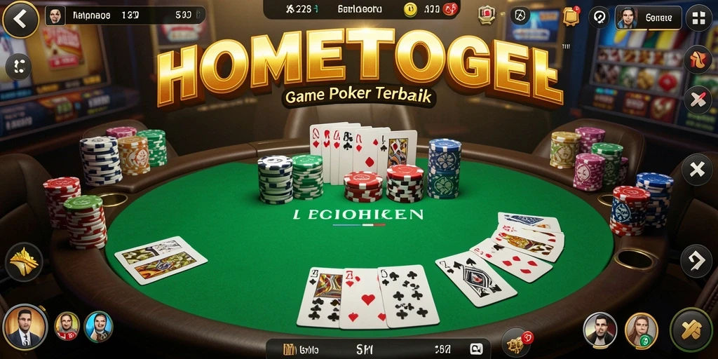 Screenshot gameplay HOMETOGEL menampilkan aksi poker yang mendebarkan.