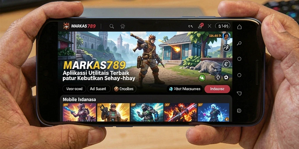 Tampilan menarik dari aplikasi MARKAS789 yang menampilkan fitur utilitas.