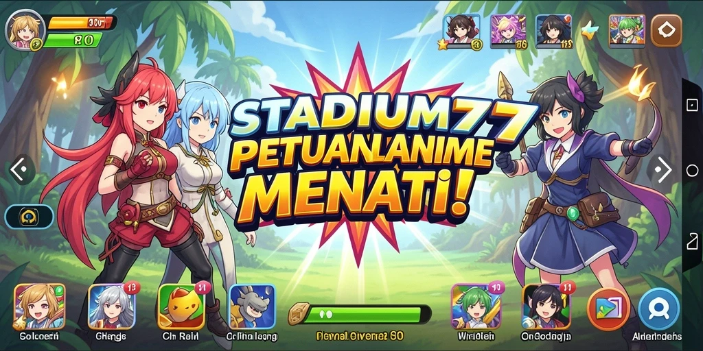 Tampilan gameplay menakjubkan di STADIUM77 dengan karakter anime dinamis.