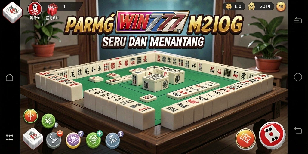 Tangkapan layar gameplay WIN777 menampilkan papan Mahjong yang penuh warna.
