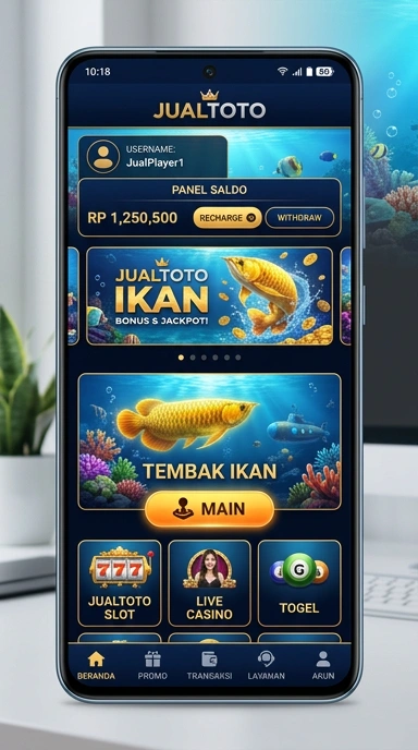 Tampilan antarmuka aplikasi JualToto yang user-friendly.
